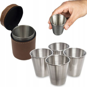 Kieliszki Turystyczne Metalowe Etui 4 Szt 70ml