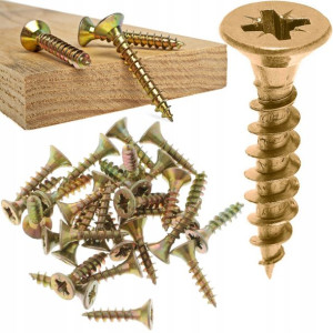 75x Wkręt Do Drewna Hartowany 3x10mm Ocynk Złoty