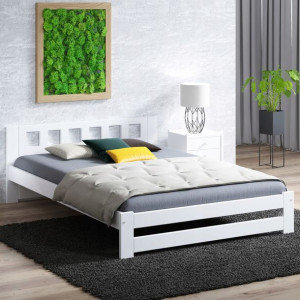 Łóżko 120x200 Drewniane Sosnowe Białe Szare Dmd12