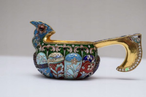 SREBRNY czerpak do wina FABERGE pr. 84 emalia