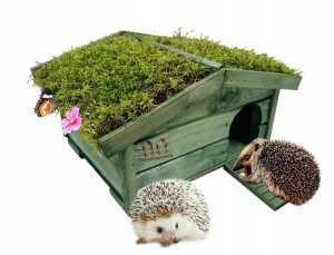 Domek Dla Jeży Naturalny Mech Na Dachu Ekologiczny Drewniany Schodki HDJ8 K