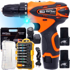 Wkrętarka 18v 2xaku Led 1100rpm Zest Bitów 15 Elem