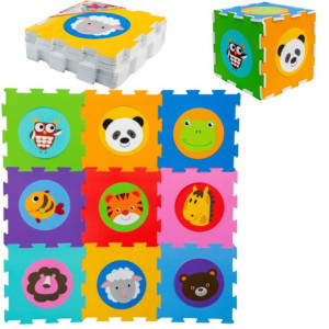 Mata Piankowa Puzzle Zwierzęta Nauka Duże 9szt