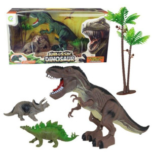 Zestaw Dinozaur T-rex + 2 Małe Dinozaury Drzewko