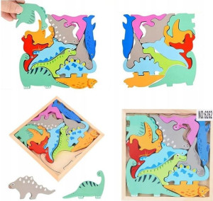 Tangram Drewniana Układanka Dinozaury 12elementów