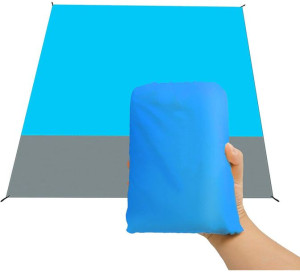 Wodoodporny koc plażowy 200*210 cm - niebieski