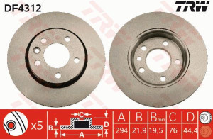 Tarcza hamulcowa TRW DF4312 7H0615601B
