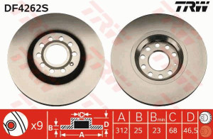 Tarcza hamulcowa TRW DF4262S 4B0615301A