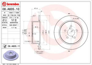 Tarcza hamulcowa BREMBO 08.A605.11 26700AG000