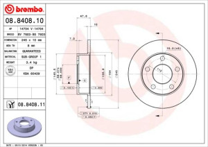Tarcza hamulcowa BREMBO 08.8408.11 8D0615601A