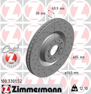 Tarcza hamulcowa ZIMMERMANN 100.3301.52 1K0615301M
