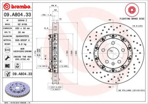 Tarcza hamulcowa BREMBO 09.A804.33 569068
