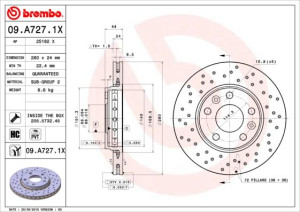 Tarcza hamulcowa BREMBO 09.A727.1X 402060010R