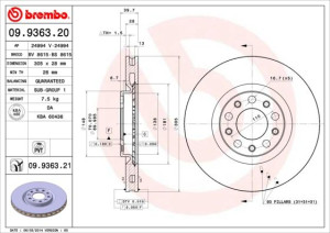 Tarcza hamulcowa BREMBO 09.9363.21 51767381