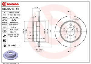 Tarcza hamulcowa BREMBO 08.9580.11 1694230312