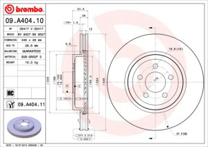 Tarcza hamulcowa BREMBO 09.A404.11 4779197AB