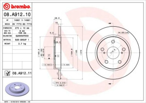 Tarcza hamulcowa BREMBO 08.A912.11 4243112280