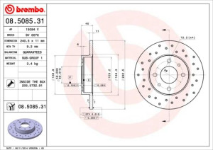 Tarcza hamulcowa BREMBO 08.5085.31 51885456