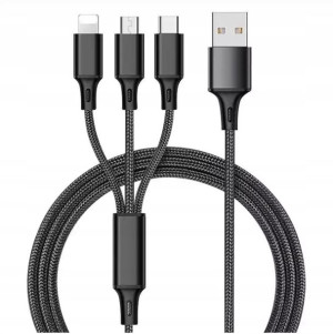 Kabel Ładowarka 3w1 Micro Typ-c Do Iphone Usb-c 5a