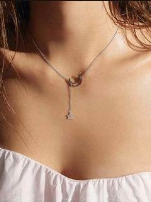 Naszyjnik Choker Celebrytka Długa Boho Srebrny 52