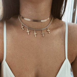 Naszyjnik Choker Celebrytka Długa Boho Złoty 41