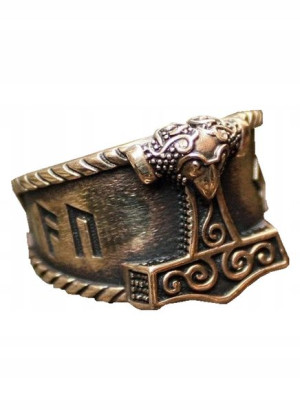 PIERŚCIEŃ SYGNET Wikingów MŁOT THORA Mjolnir 146