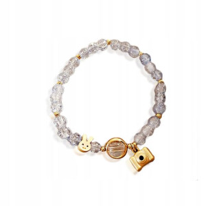 Bransoletka Charms Kryształy Królik Kamera 105
