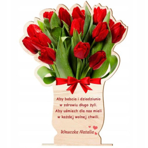 Drewniana Statuetka Babci Dziadka Życzenia Y3