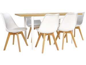 6 Skandynawskich Krzeseł I Rozkładany Stół 70x120/160