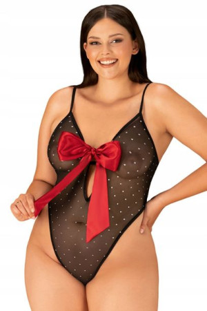 Prześwitujące body z kokardką Obsessive r.2XL/3XL