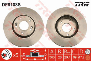 Tarcza hamulcowa TRW DF6108S 517123K160