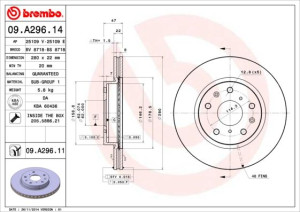 Tarcza hamulcowa BREMBO 09.A296.11 71742850