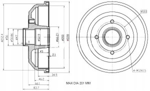 Bębny Ham. 2szt Opel T. Corsa C 00- Bez Abs 200x36 Maxgear