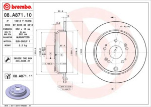 Tarcza hamulcowa BREMBO 08.A871.11 42510SWWG01
