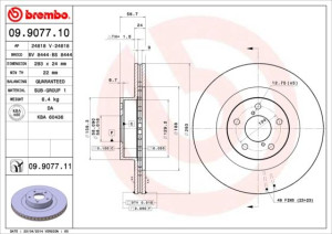 Tarcza hamulcowa BREMBO 09.9077.11 26310AC040