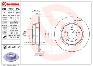 Tarcza hamulcowa BREMBO 08.5366.21 34211162289