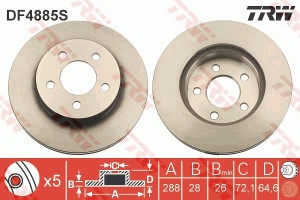 Tarcza hamulcowa TRW DF4885S 52128247AA