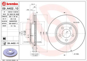 Tarcza hamulcowa BREMBO 09.A402.11 4779196AB