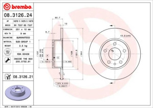 Tarcza hamulcowa BREMBO 08.3126.21 60569164