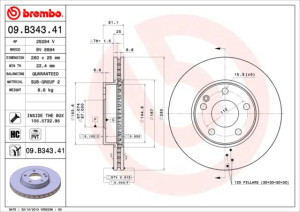 Tarcza hamulcowa BREMBO 09.B343.41 2464210012