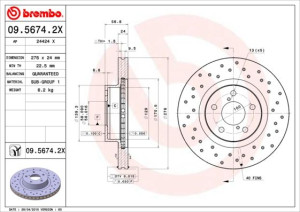 Tarcza hamulcowa BREMBO 09.5674.2X 26310AA092
