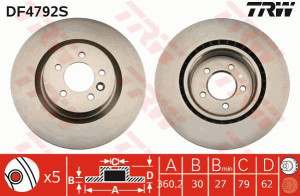 Tarcza hamulcowa TRW DF4792S SDB000624