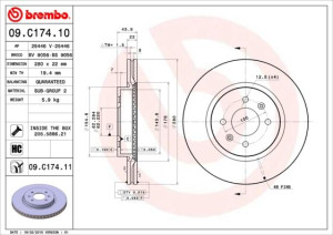 Tarcza hamulcowa BREMBO 09.C174.11 517121W050