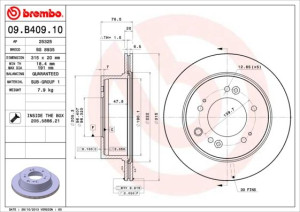 Tarcza hamulcowa BREMBO 09.B409.10 584113E500