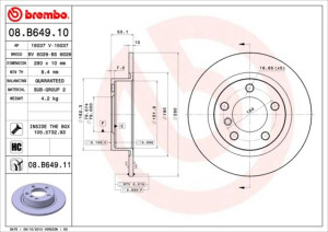 Tarcza hamulcowa BREMBO 08.B649.11 34209804830