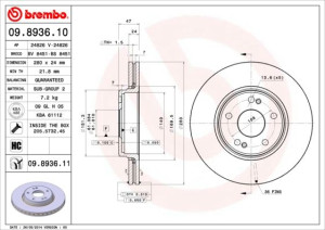 Tarcza hamulcowa BREMBO 09.8936.11 8200007121