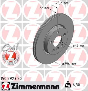 Tarcza hamulcowa ZIMMERMANN 150.2927.20 34116866297