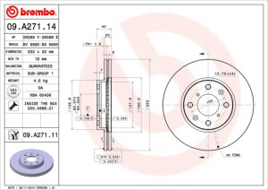 Tarcza hamulcowa BREMBO 09.A271.11 5531162J00
