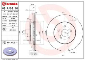 Tarcza hamulcowa BREMBO 09A10911 4351248081