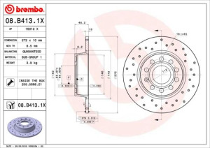Tarcza hamulcowa BREMBO 08.B413.1X 1K0615601AA
